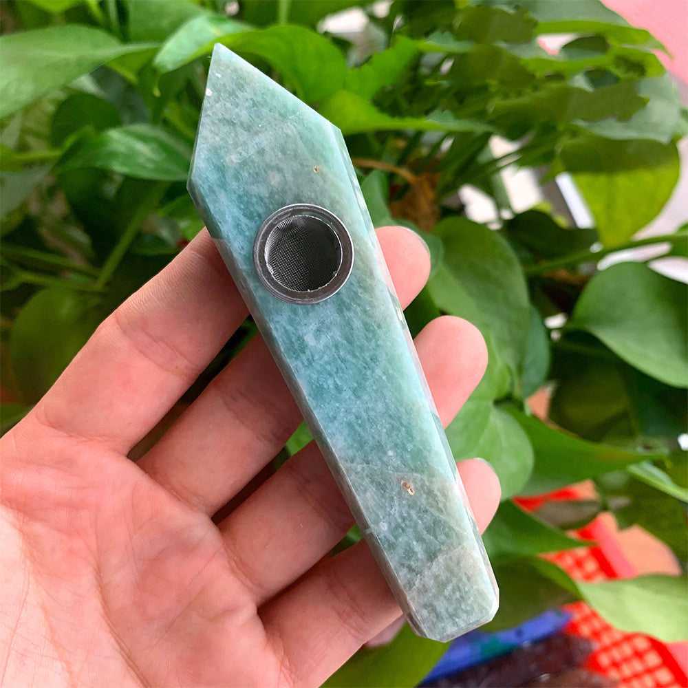 ConnoisSOUR Natural Rough Polished Crystal Smoking Pipe: Exquisite Six-Sided Single-Pointed Design