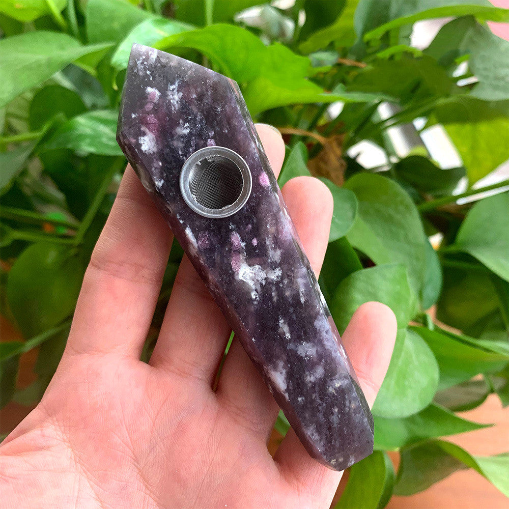 ConnoisSOUR Natural Rough Polished Crystal Smoking Pipe: Exquisite Six-Sided Single-Pointed Design