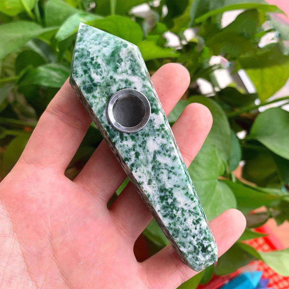 ConnoisSOUR Natural Rough Polished Crystal Smoking Pipe: Exquisite Six-Sided Single-Pointed Design