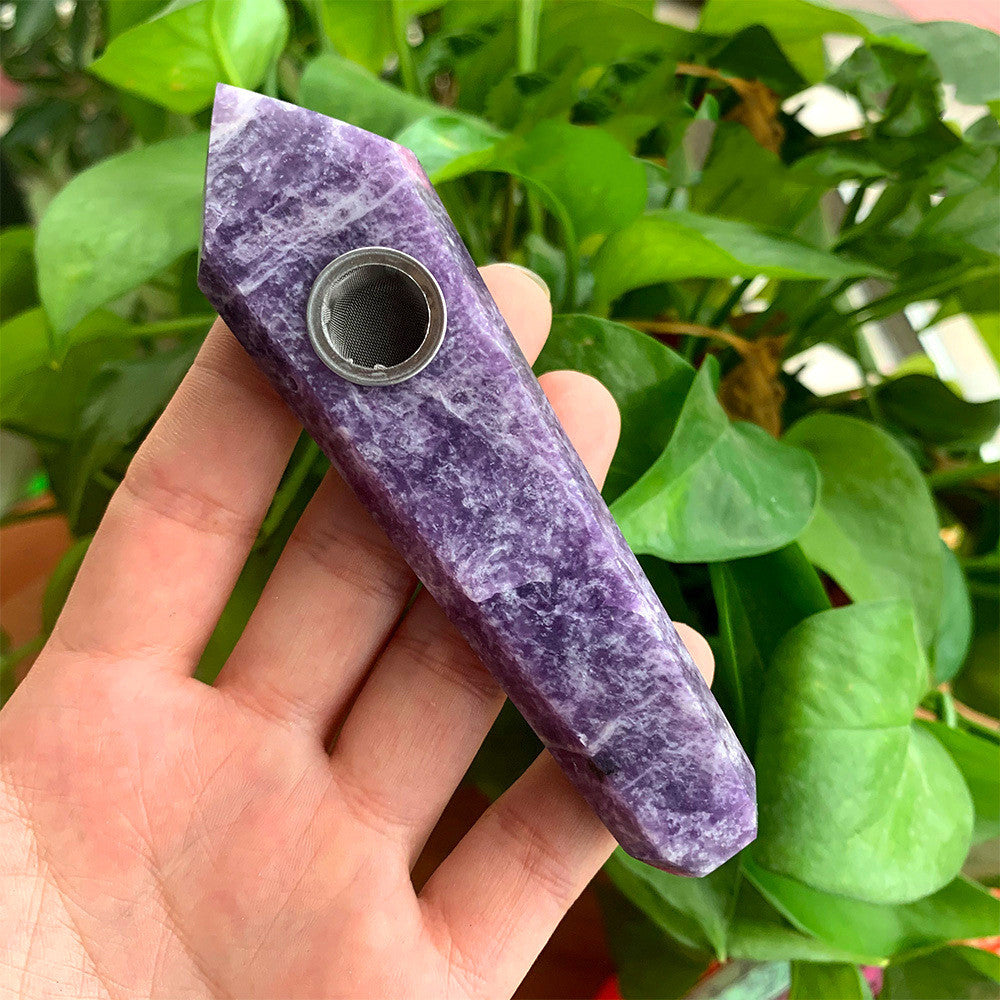 ConnoisSOUR Natural Rough Polished Crystal Smoking Pipe: Exquisite Six-Sided Single-Pointed Design